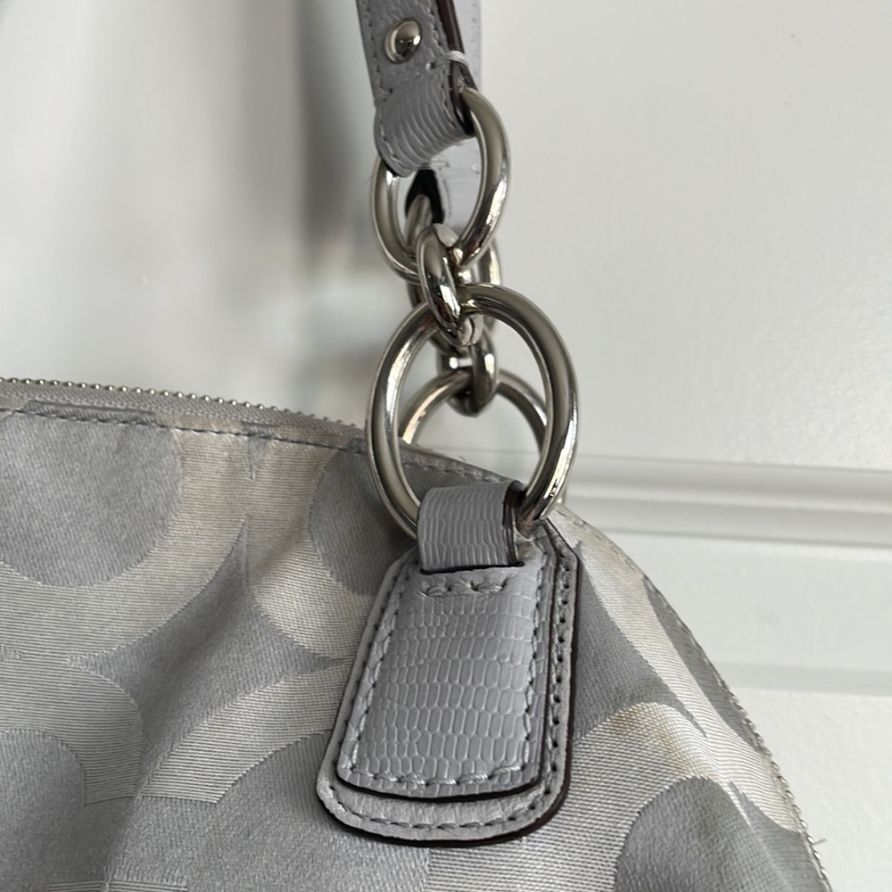 Coach Signature Silver/Turquoise Satchel and Makeup Bag - Picture 6 of 16